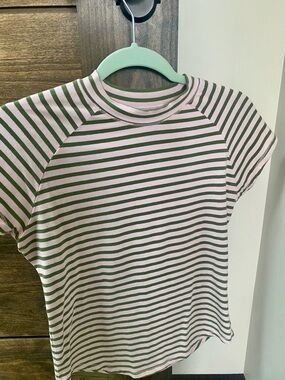 Pilcro Pink and Olive Striped Tee